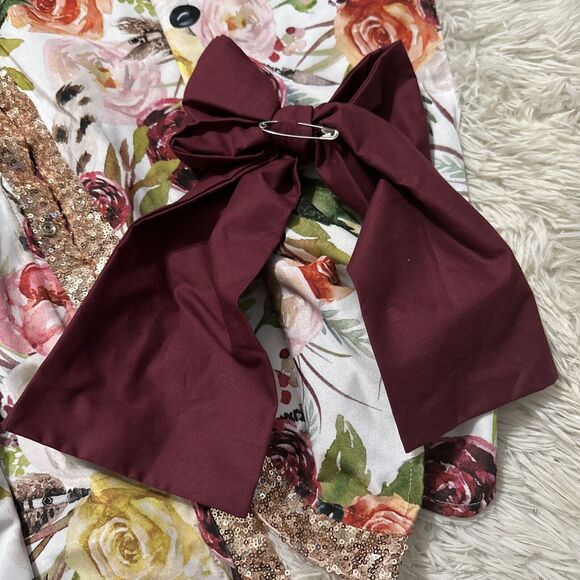 Coverednlove Etsy Custom Girl’s Carseat Canopy Floral Watercolor Burgundy Sequin - Picture 5 of 6